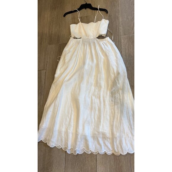 Zimmermann Rhiannon Scallop Linen Voile cutout Midi-Dress size 3/ M/ US 8-10 - Picture 13 of 16